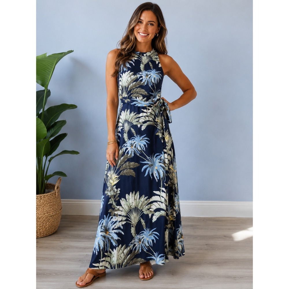 NWT Tommy Bahama Jasmina Palisade Palms Tropical Chic Maxi Dress Sz S Resortwear